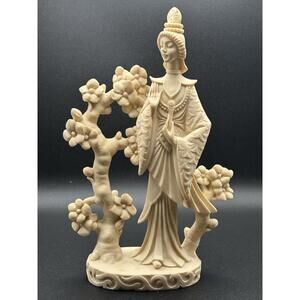 Vintage G Ruggeri Asian Empress Figurine, Jade Style Composition 1960’s